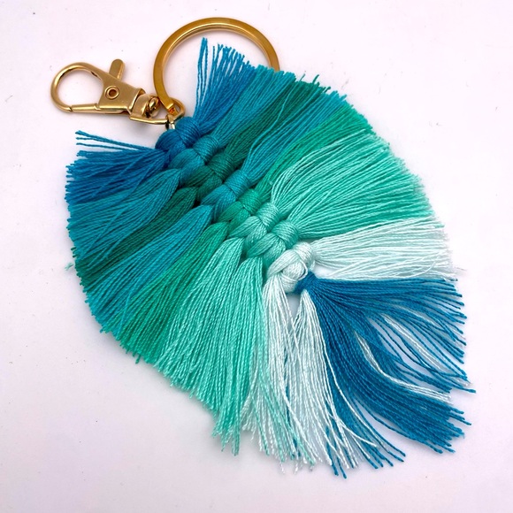 BOHO FRINGE | Handmade Aqua Blue Ombré | Bag Charm | Keychain (Brand New!) ✨ - Picture 3 of 10